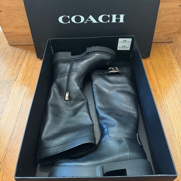 Coach Lilli Leather Knee Length Boots NEW - Picture 1 of 12
